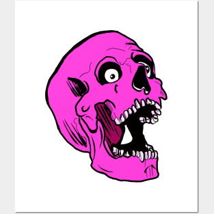 Psychedelic Halloween Pink Zombie Skull Posters and Art